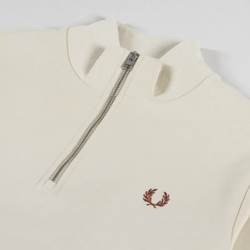 Fred Perry Half Zip Sweatshirt Oatmeal Whisky Brown-4