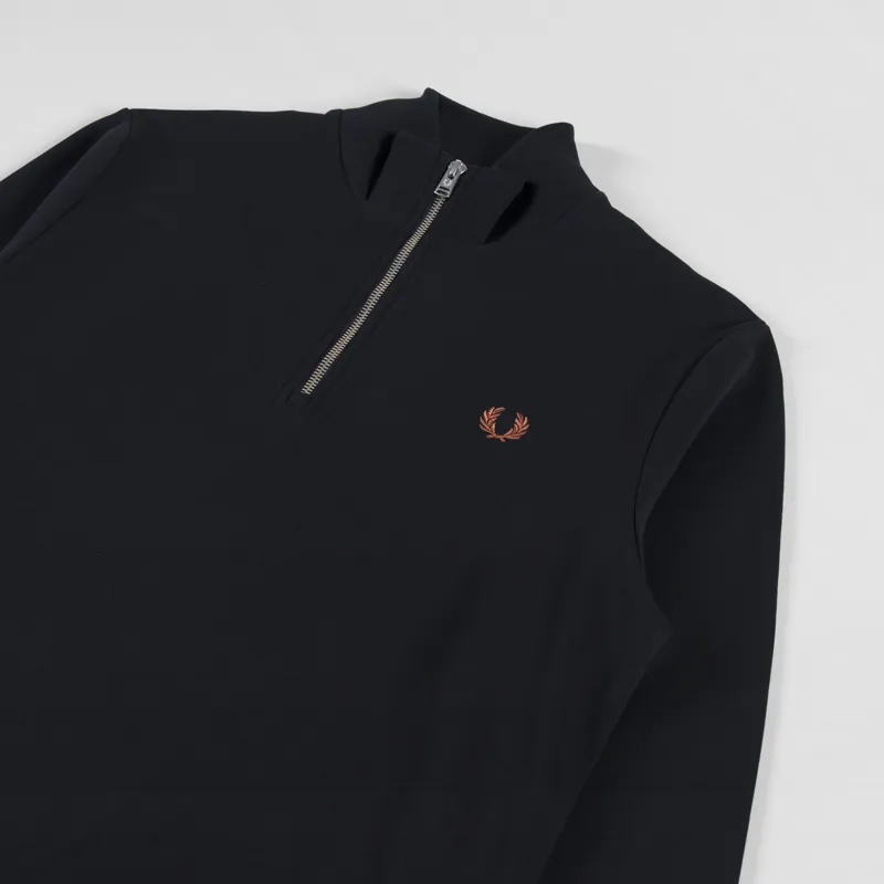 Fred Perry Half Zip Sweatshirt Black Whisky Brown-2