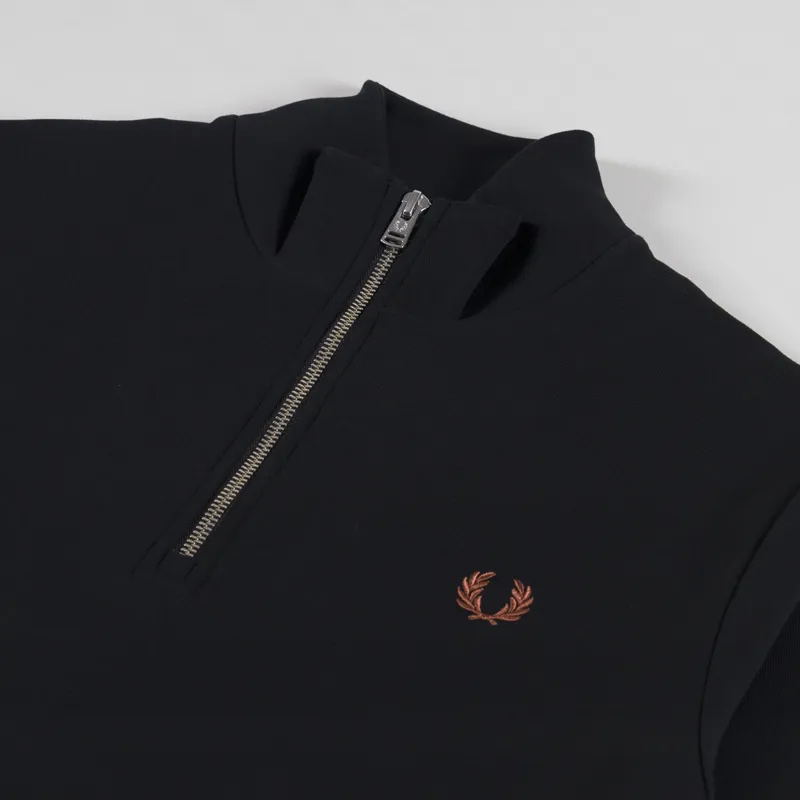 Fred Perry Half Zip Sweatshirt Black Whisky Brown-4