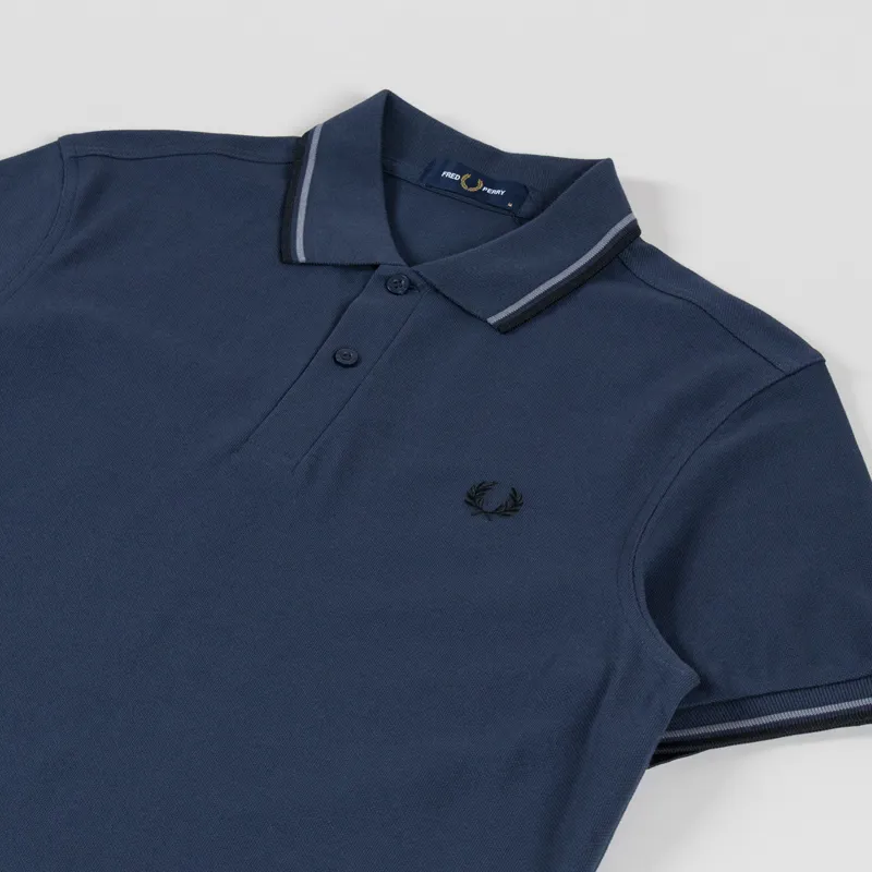 Fred Perry M3600 Twin Tipped Polo Shirt Dark Airforce Stockport Blue Black-1
