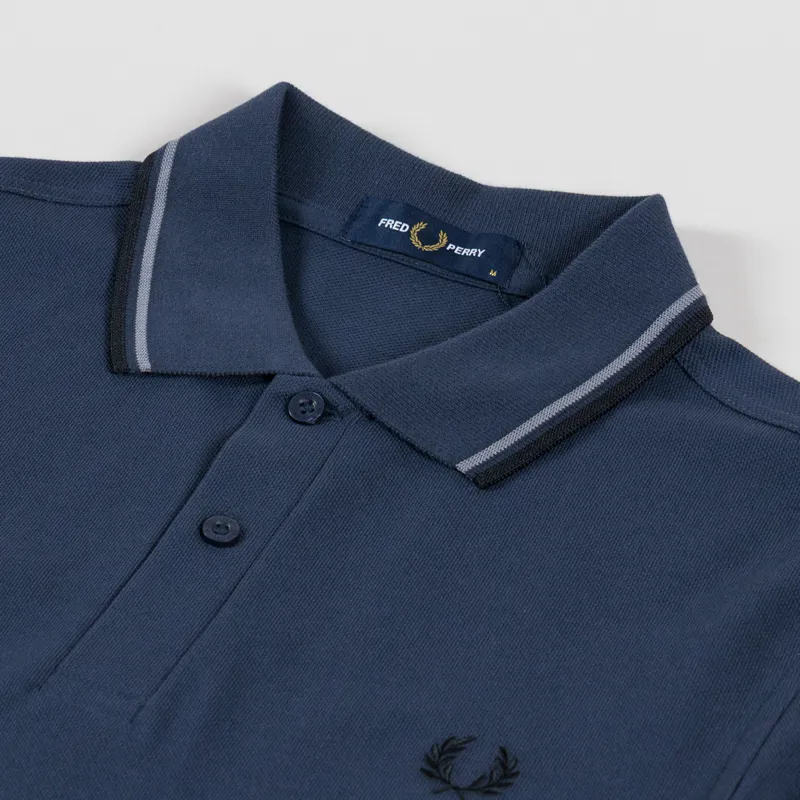 Fred Perry M3600 Twin Tipped Polo Shirt Dark Airforce Stockport Blue Black-2