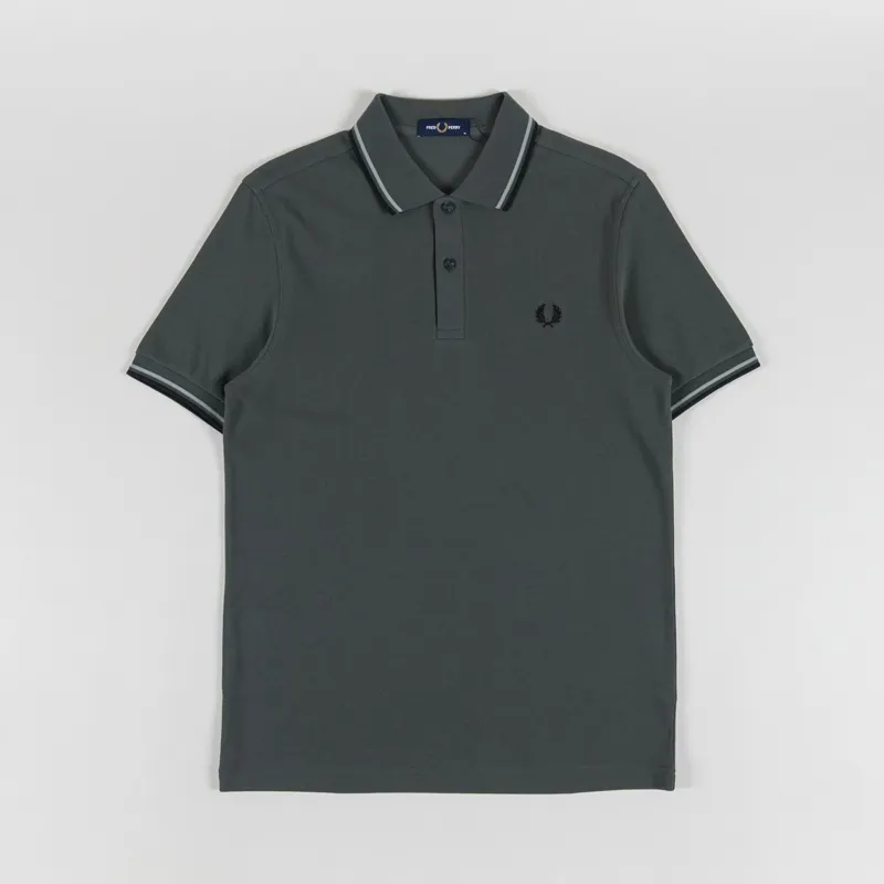 Fred Perry M3600 Twin Tipped Polo Shirt Field Green Seagrass Black