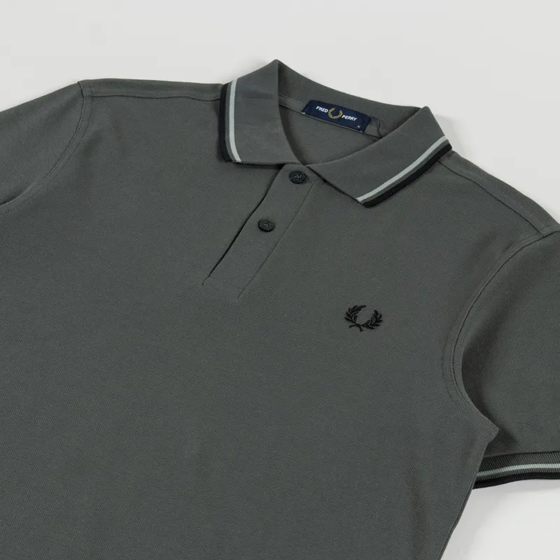 Fred Perry M3600 Twin Tipped Polo Shirt Field Green Seagrass Black-1