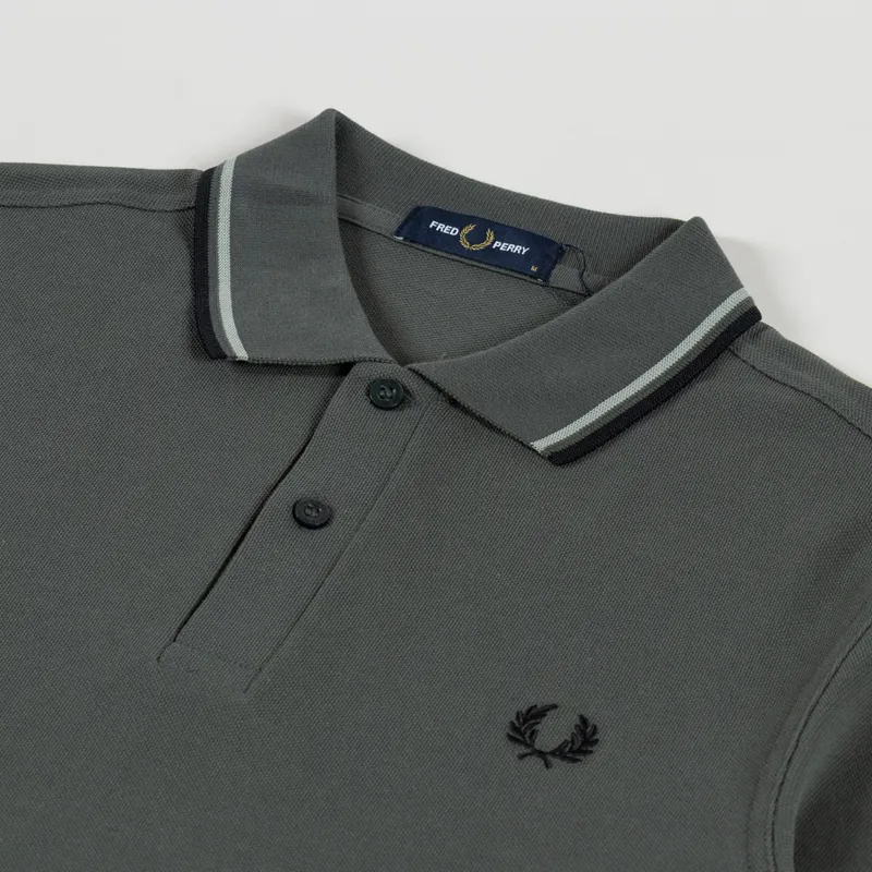 Fred Perry M3600 Twin Tipped Polo Shirt Field Green Seagrass Black-2