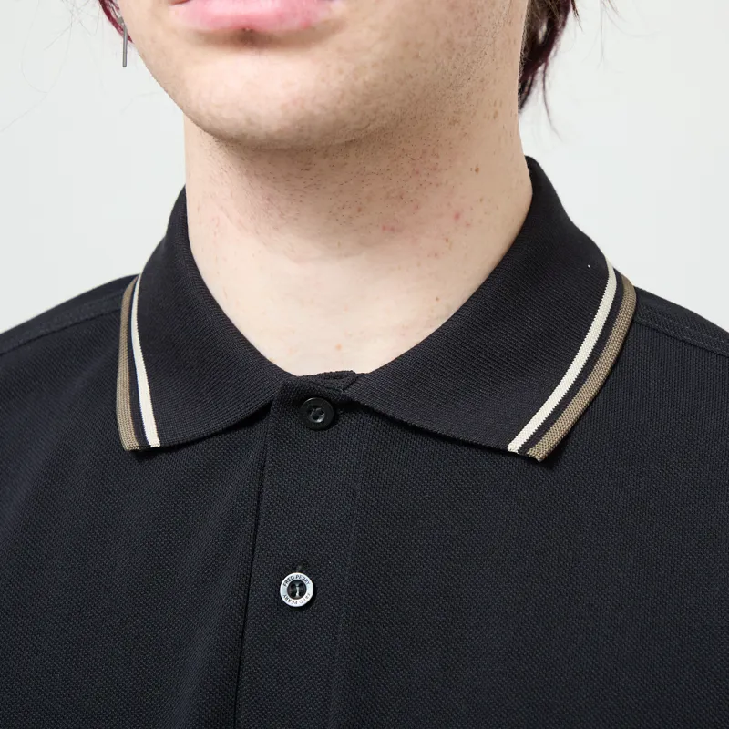 Fred Perry M3600 Twin Tipped Polo Shirt Black Oatmeal Laurel Wreath Green-3