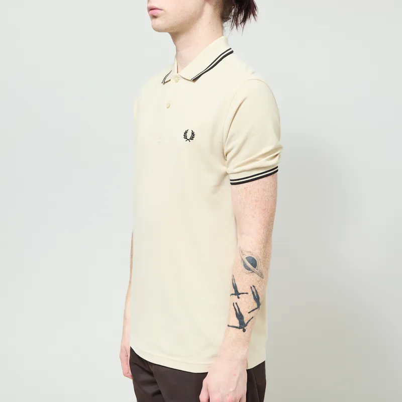Fred Perry M3600 Twin Tipped Polo Shirt Oatmeal Black-1