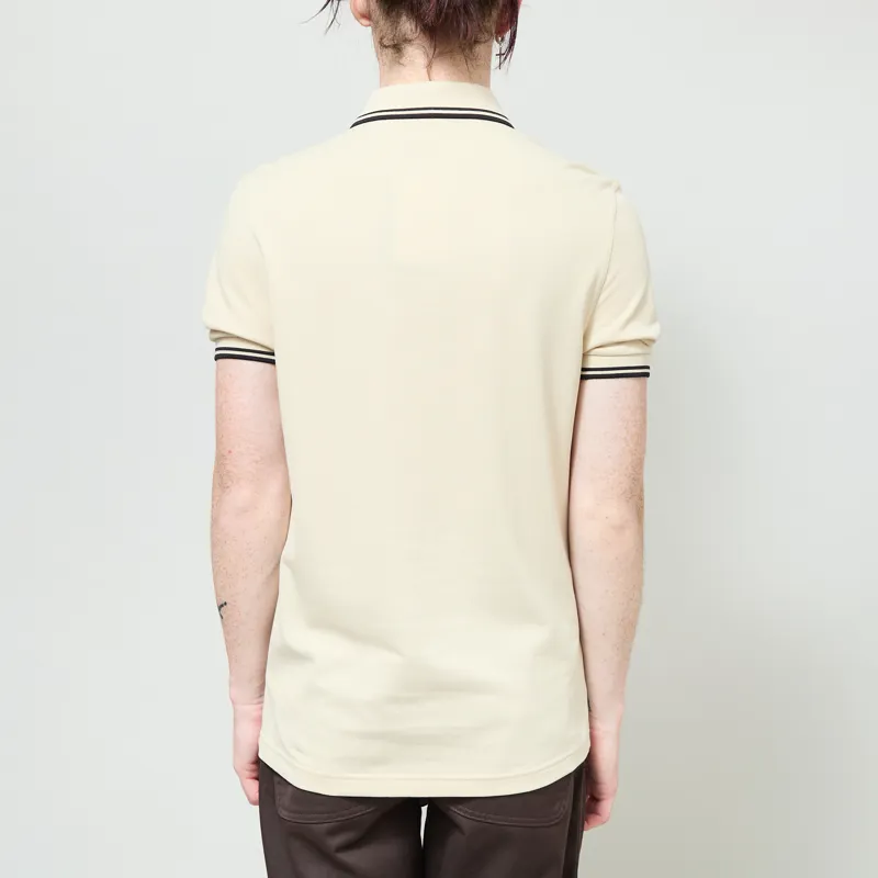 Fred Perry M3600 Twin Tipped Polo Shirt Oatmeal Black-2