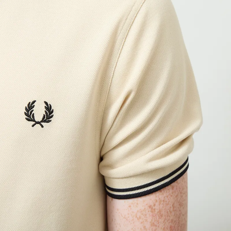 Fred Perry M3600 Twin Tipped Polo Shirt Oatmeal Black-5