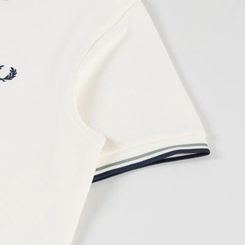 Fred Perry Twin Tipped Polo Shirt Ecru Seagrass Dark Airforce-4