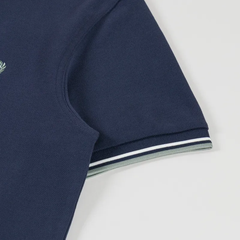 Fred Perry Twin Tipped Polo Shirt Dark Airforce Ecru Seagrass-4