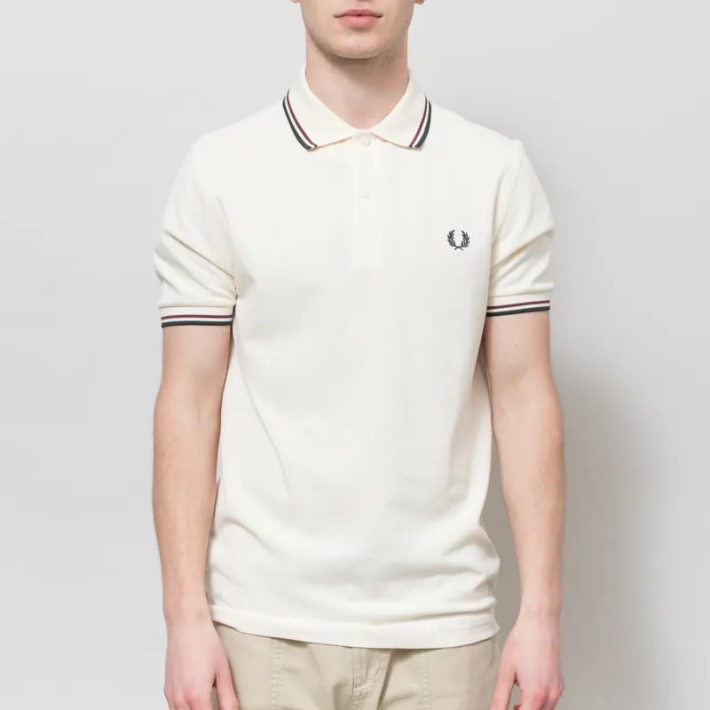 Fred Perry M3600 Twin Tipped Polo Shirt Ecru Oxblood Grassroots