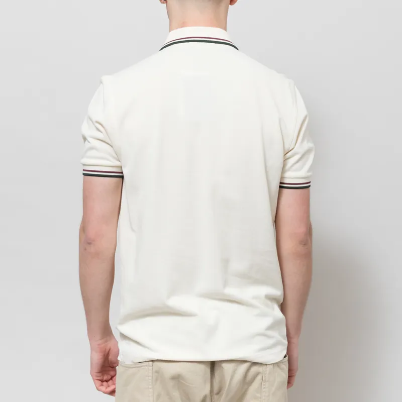 Fred Perry M3600 Twin Tipped Polo Shirt Ecru Oxblood Grassroots-2