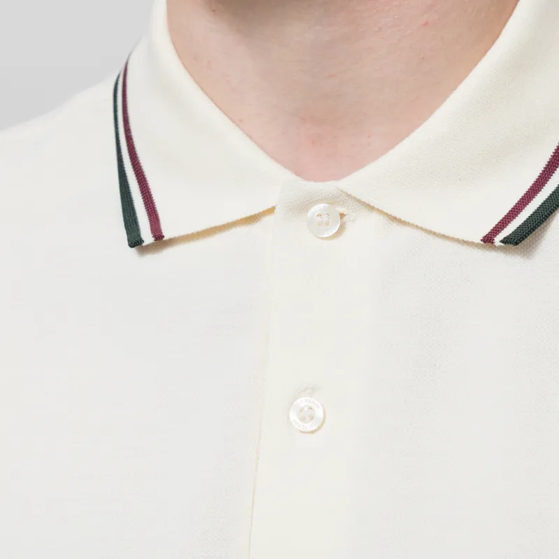 Fred Perry M3600 Twin Tipped Polo Shirt Ecru Oxblood Grassroots-5