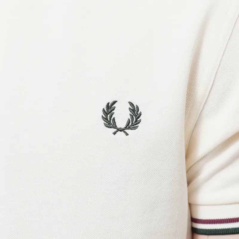 Fred Perry M3600 Twin Tipped Polo Shirt Ecru Oxblood Grassroots-6