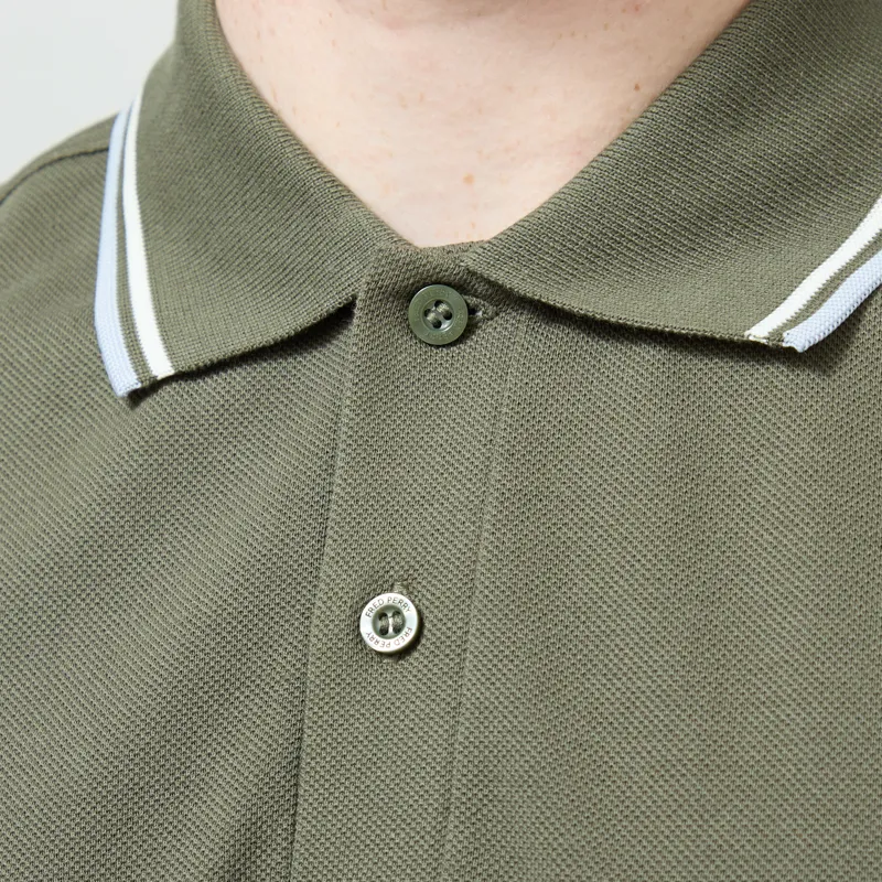 Fred Perry M3600 Twin Tipped Polo Shirt Laurel Wreath Green Ecru Dusky Blue-4