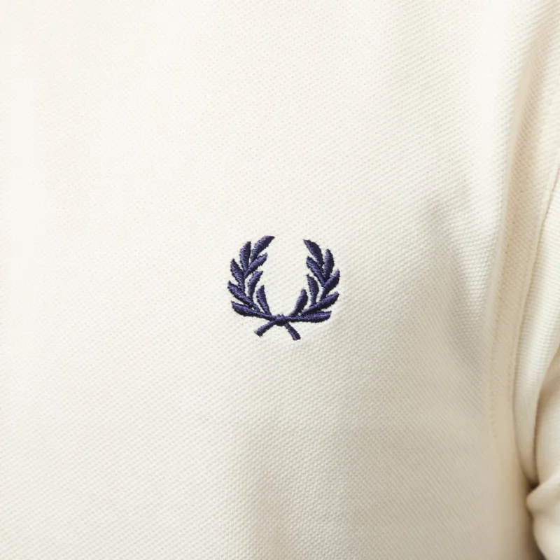 Fred Perry M3600 Twin Tipped Polo Shirt Ecru Dusky Blue French Navy-5