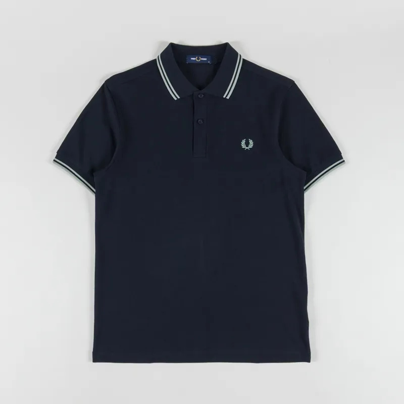 Fred Perry M3600 Twin Tipped Polo Shirt Navy Seagrass