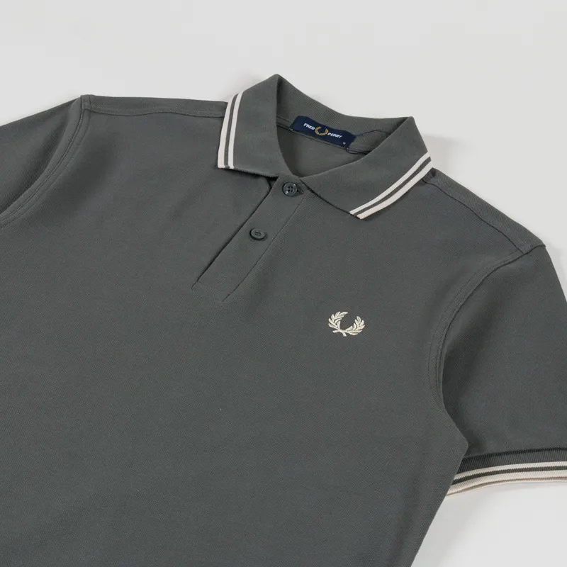 Fred Perry Twin Tipped Polo Shirt Field Green Oatmeal-1