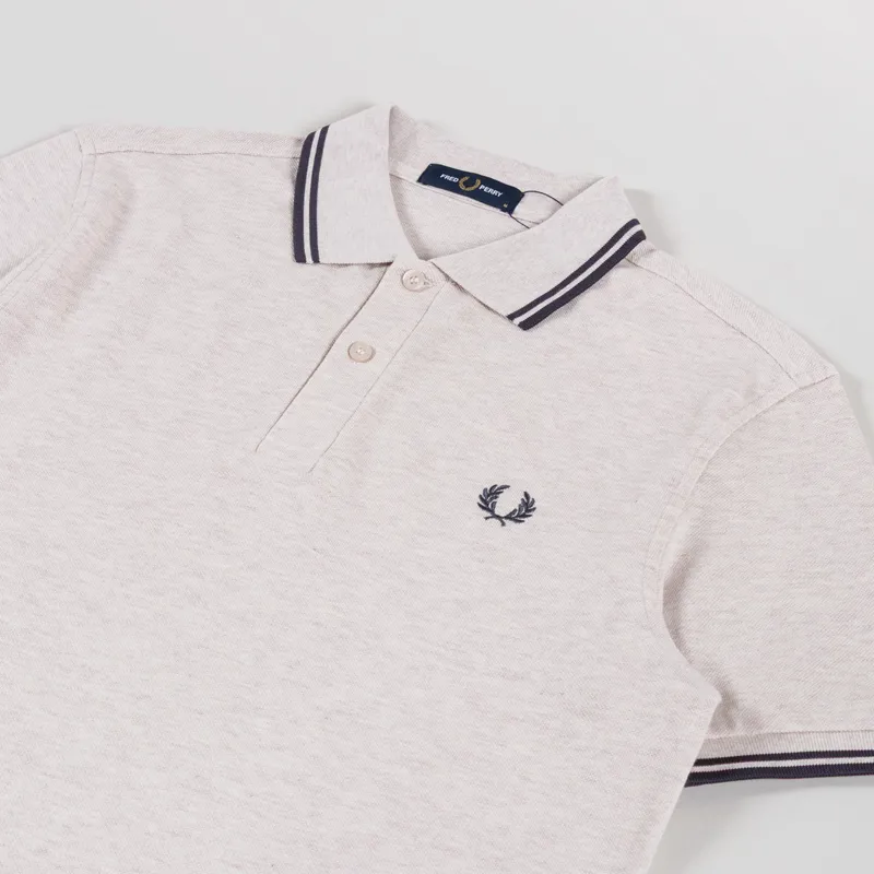 Fred Perry Twin Tipped Polo Shirt Porridge Marl Anchor Grey-1