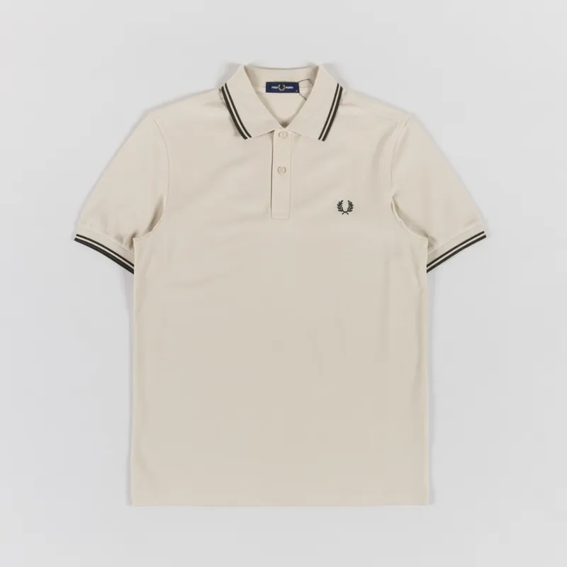 Fred Perry Twin Tipped Polo Shirt Oatmeal Night Green