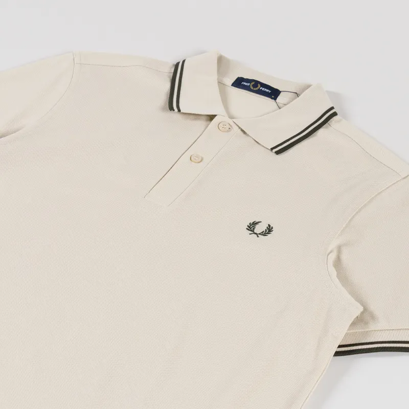 Fred Perry Twin Tipped Polo Shirt Oatmeal Night Green-1
