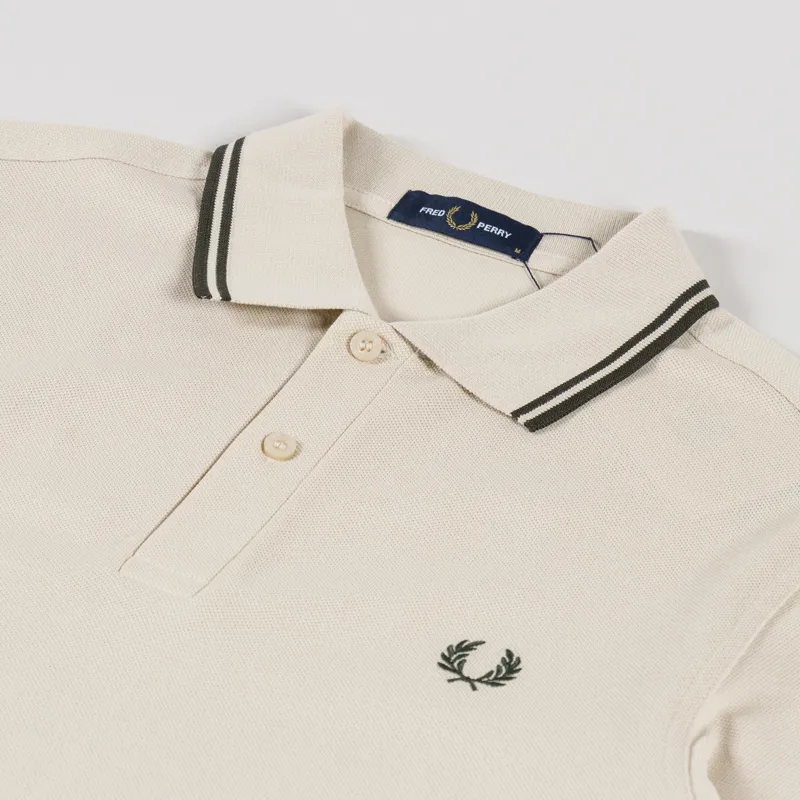 Fred Perry Twin Tipped Polo Shirt Oatmeal Night Green-2