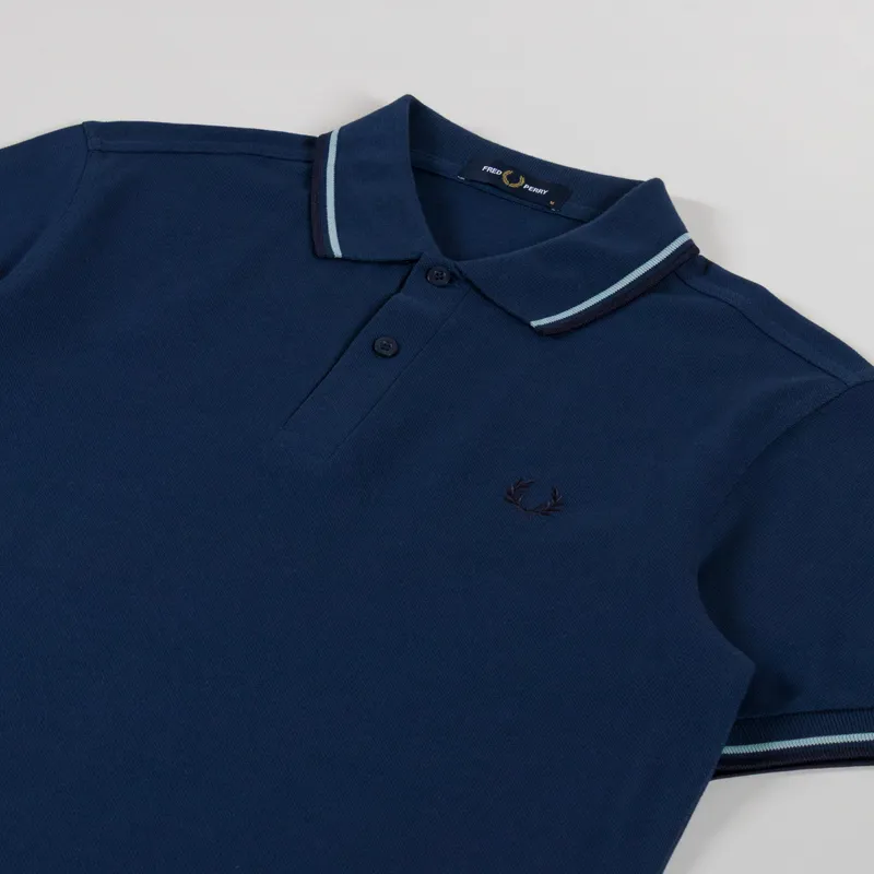 Fred Perry Twin Tipped Polo Shirt Tennis Blue Silver Blue Navy-1