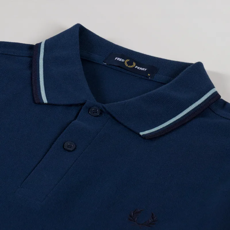 Fred Perry Twin Tipped Polo Shirt Tennis Blue Silver Blue Navy-2