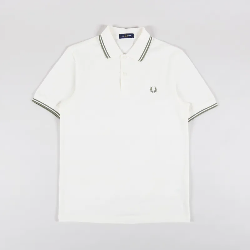 Fred Perry M3600 Twin Tipped Polo Shirt Light Ecru Olive Mint