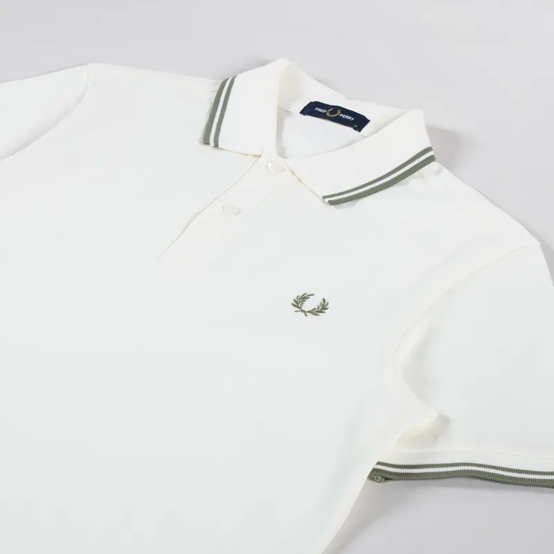 Fred Perry M3600 Twin Tipped Polo Shirt Light Ecru Olive Mint-1
