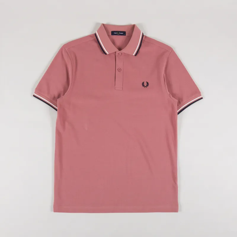 Fred Perry M3600 Twin Tipped Polo Shirt Putty Pink Ecru Navy