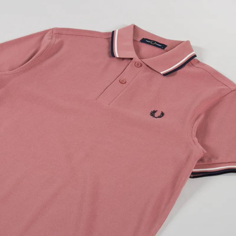 Fred Perry M3600 Twin Tipped Polo Shirt Putty Pink Ecru Navy-1