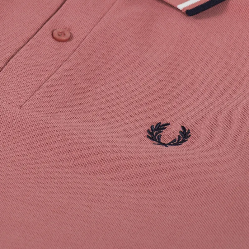 Fred Perry M3600 Twin Tipped Polo Shirt Putty Pink Ecru Navy-3