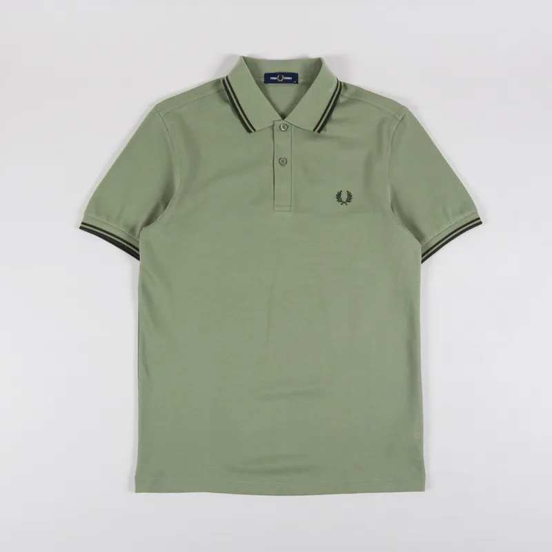 Fred Perry M3600 Twin Tipped Polo Shirt Olive Mint Green