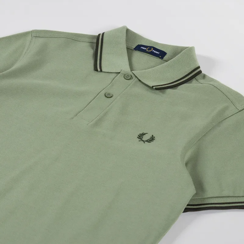 Fred Perry M3600 Twin Tipped Polo Shirt Olive Mint Green-1