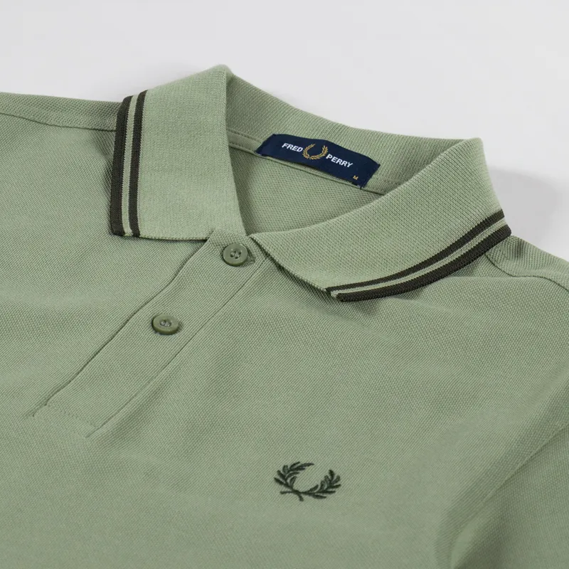 Fred Perry M3600 Twin Tipped Polo Shirt Olive Mint Green-2
