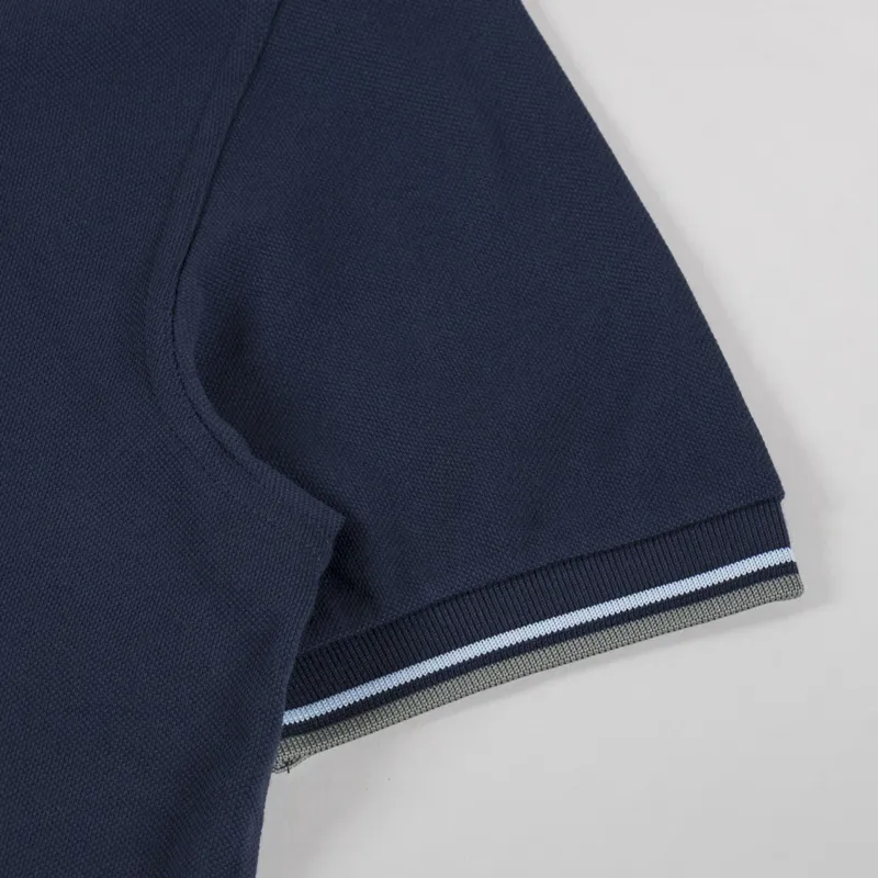 Fred Perry Twin Tipped Polo Shirt Dark Airforce Light Ice Bayleaf-3