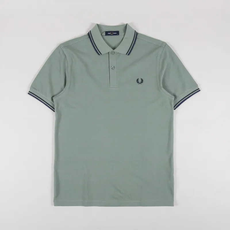 Fred Perry Twin Tipped Polo Shirt Bayleaf Dark Airforce Blue