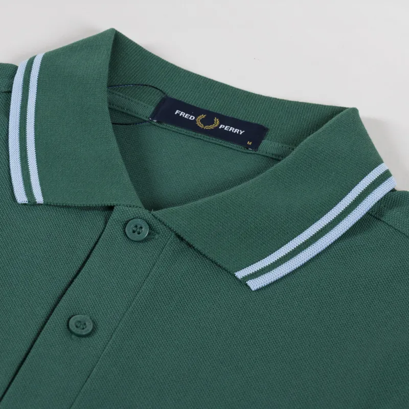 Fred Perry Twin Tipped Polo Shirt Sport Green Track Blue-2