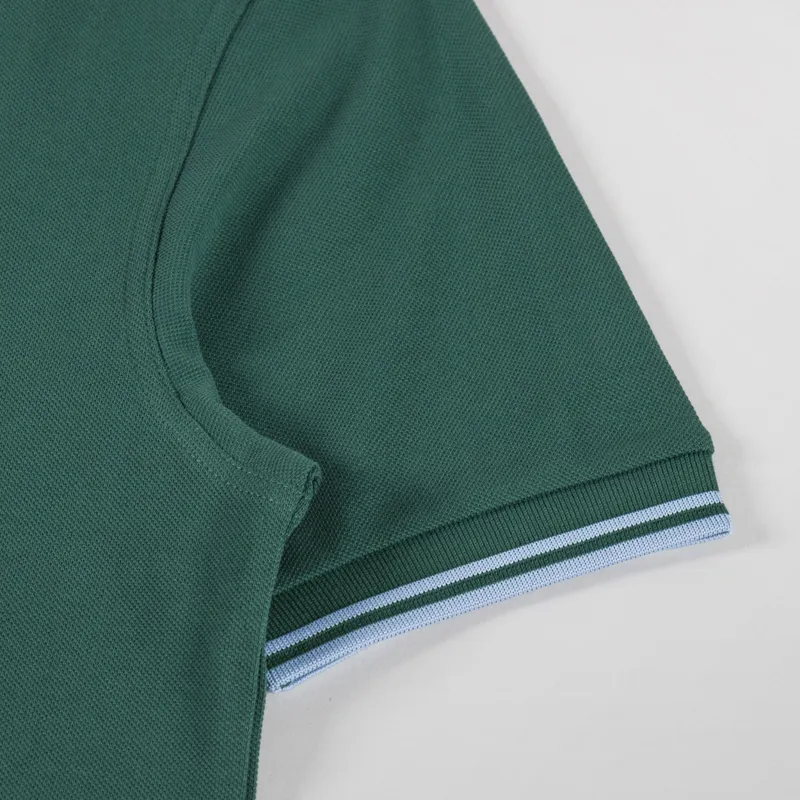 Fred Perry Twin Tipped Polo Shirt Sport Green Track Blue-3