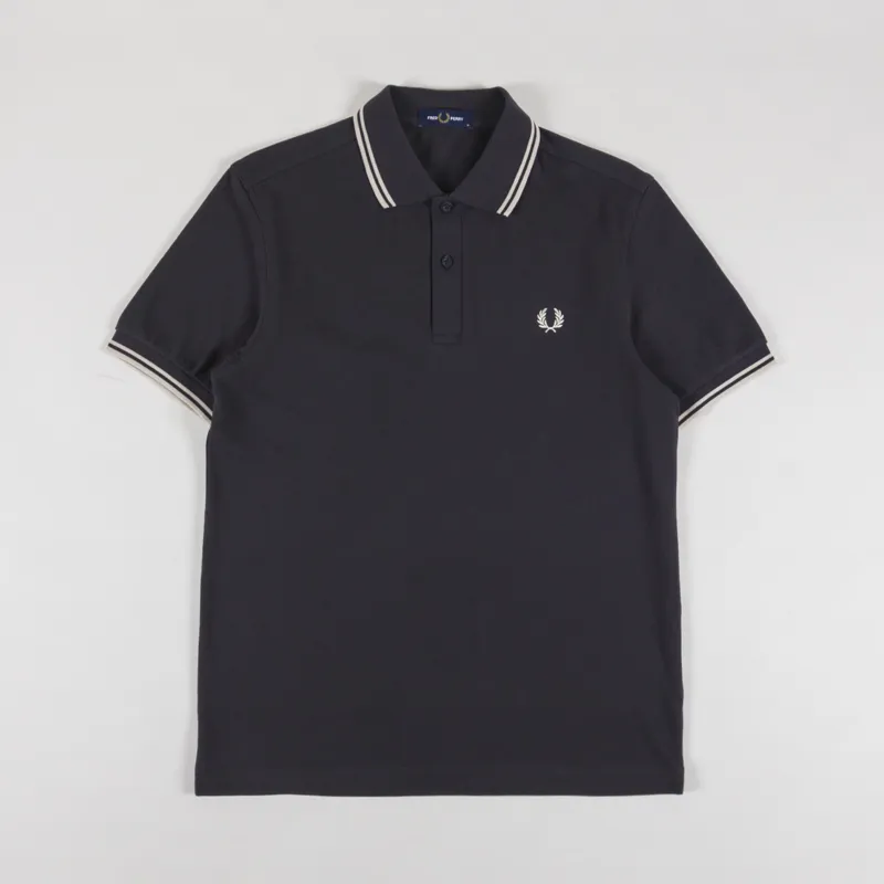 Fred Perry Twin Tipped Polo Shirt Anchor Grey Oatmeal
