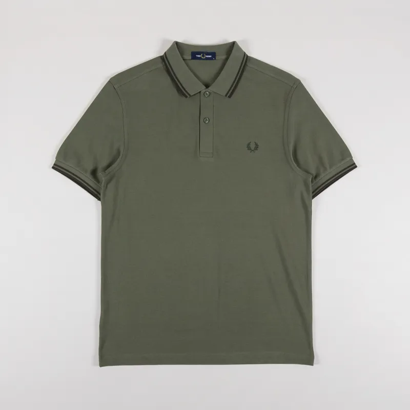 Fred Perry Twin Tipped Polo Shirt Laurel Wreath Night Green