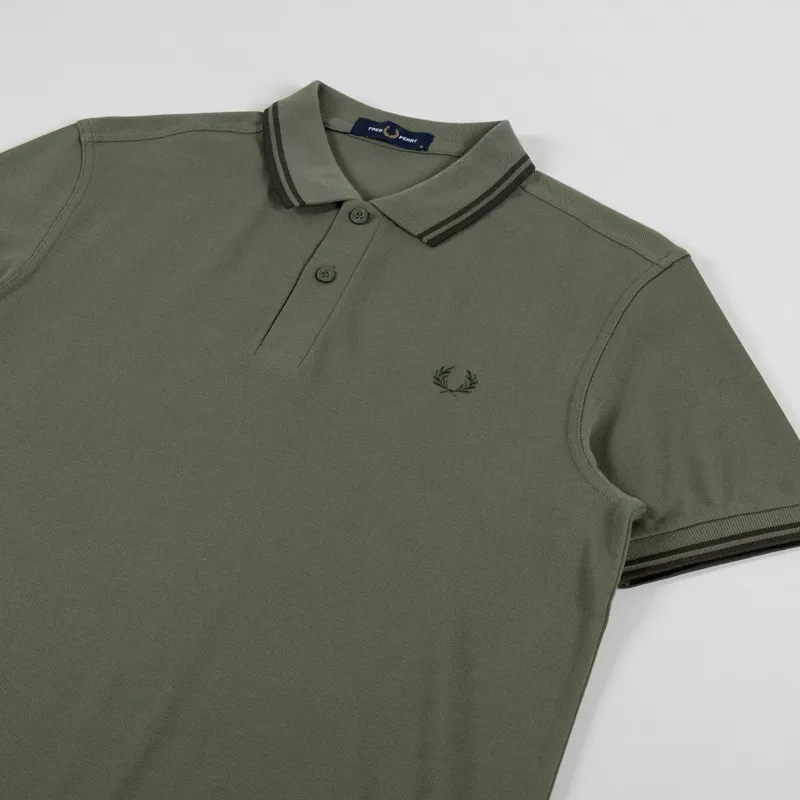 Fred Perry Twin Tipped Polo Shirt Laurel Wreath Night Green-1