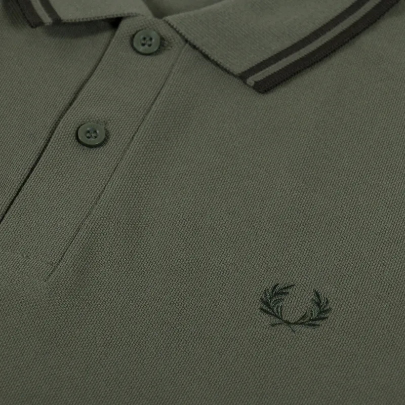 Fred Perry Twin Tipped Polo Shirt Laurel Wreath Night Green-2