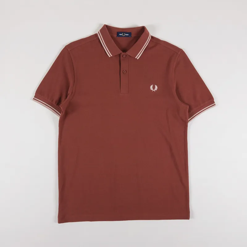 Fred Perry Twin Tipped Polo Shirt Whisky Brown Porridge Marl