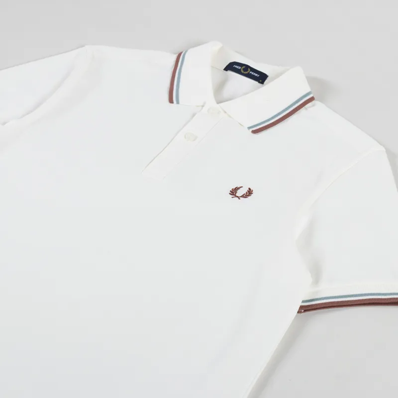 Fred Perry Twin Tipped Polo Shirt Light Ecru Silver Blue Cinnamon-1