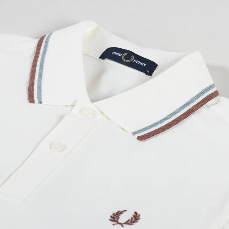 Fred Perry Twin Tipped Polo Shirt Light Ecru Silver Blue Cinnamon-2