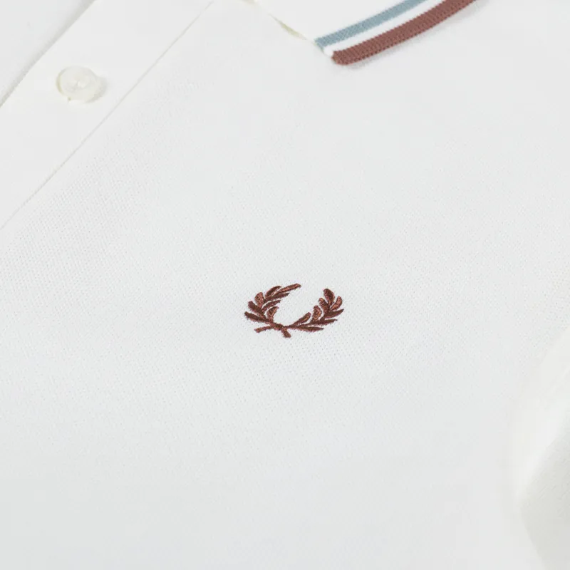 Fred Perry Twin Tipped Polo Shirt Light Ecru Silver Blue Cinnamon-3