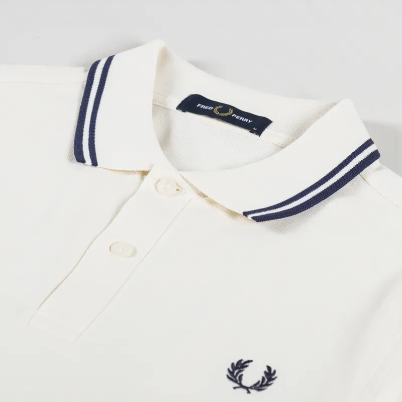 Fred Perry Twin Tipped Polo Shirt Ecru Tennis Blue-2
