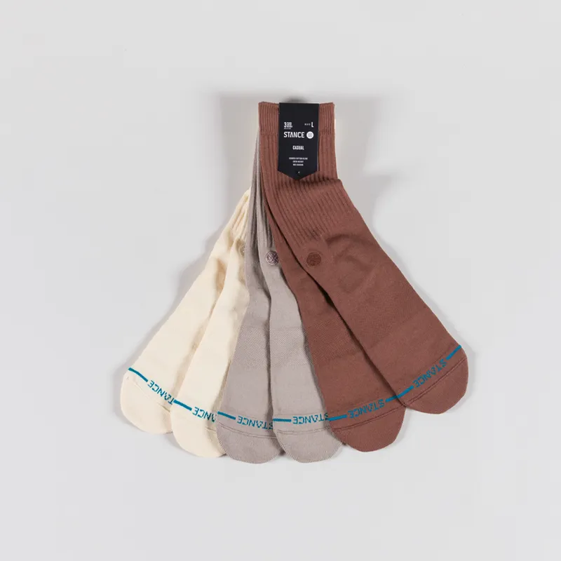 Stance Icon Crew Sock Brown Multi - 3 Pairs